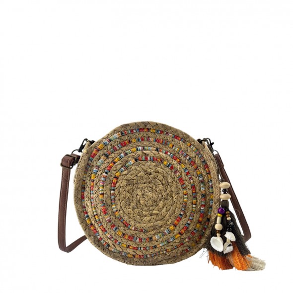 Bolso De Hombro Rafia Paja